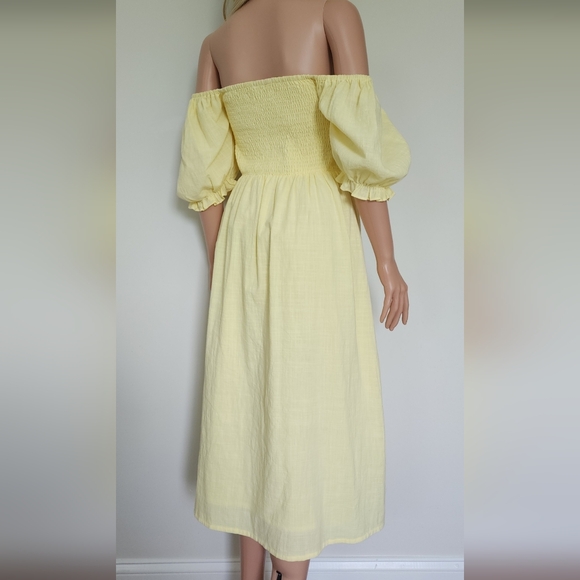 SEVEN WONDERS YELLOW SMOCKED BABYDOLL DRESS LARGE - Picture 8 of 9